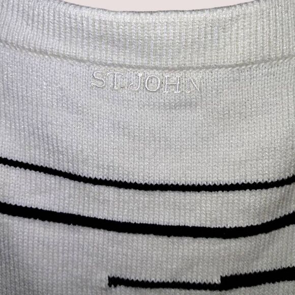 St John Womens Sweater Set Sz P White Black Short Sleeves and Tank‎ Summer Prep - Picture 12 of 13